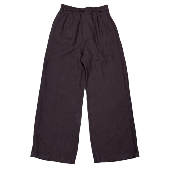 Lintico 100% LInen Wide Leg Trousers Womens S (26x27) Brown Button Front Pleats - Picture 2 of 7